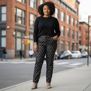 NWT RSVP by Talbots Women's Black Pants with Silver Swans Size‎ 10 Lined Unique